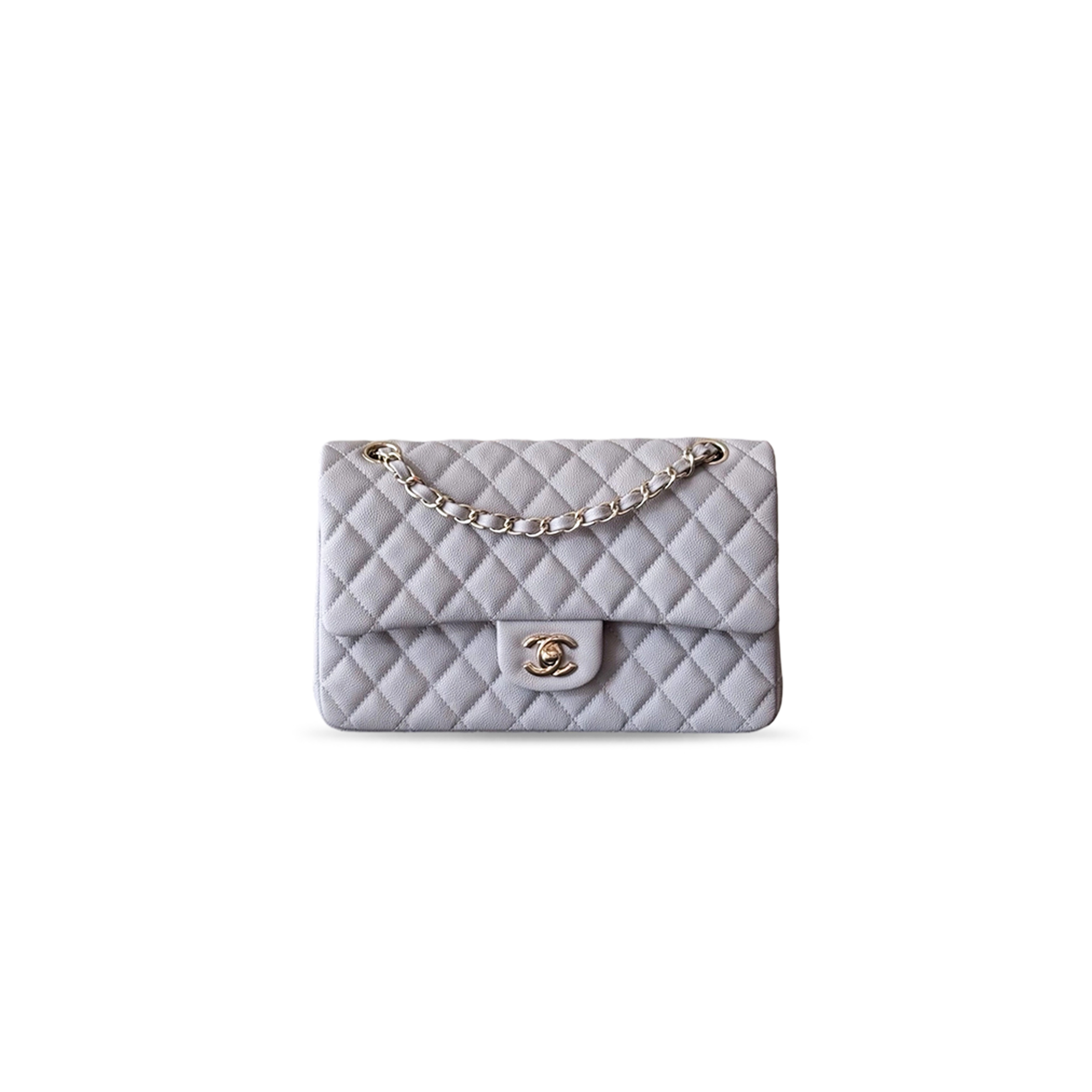 CHANEL CLASSIC FLAP MEDIUM CAVIAR LIGHT GRAY A01112 (25.5*15.5*6.5cm)